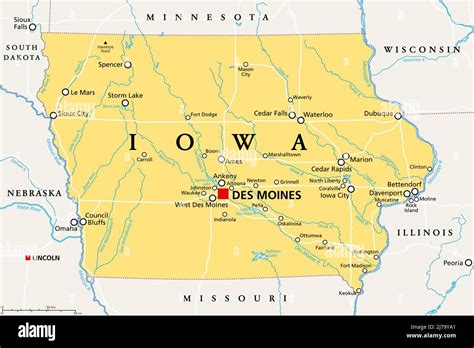Iowa (USA): State & Major Cities .